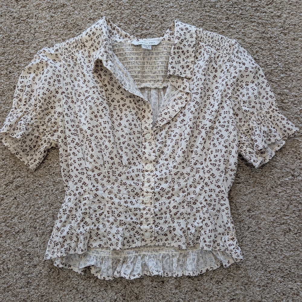 American Eagle Cotton Floral Blouse